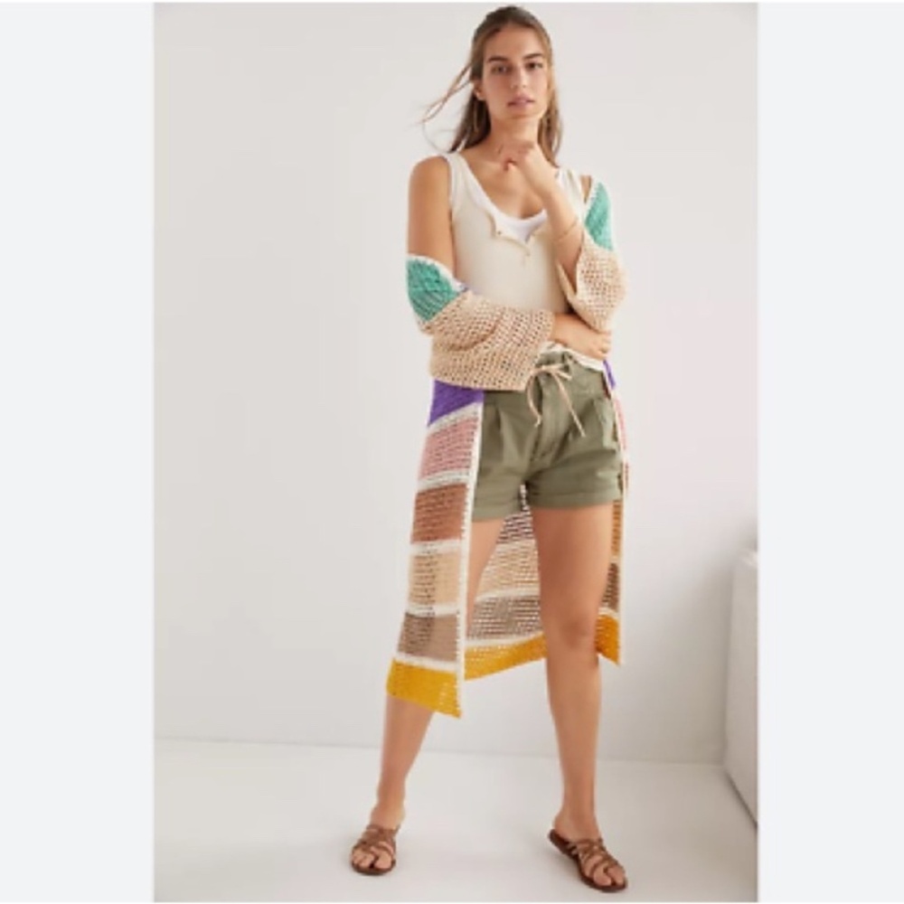 Anthropologie Crochet Colorblock Fly Away Cardigan - One Size